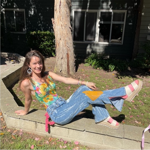 SOLD Vintage Velvet Colorful Bodysuit - Picture 7 of 13